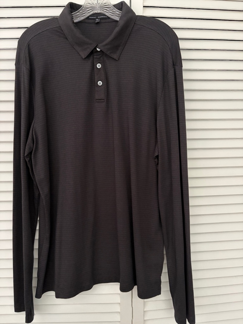 ROBERT BARAKETT Long Sleeve Polo - Charcoal Gray